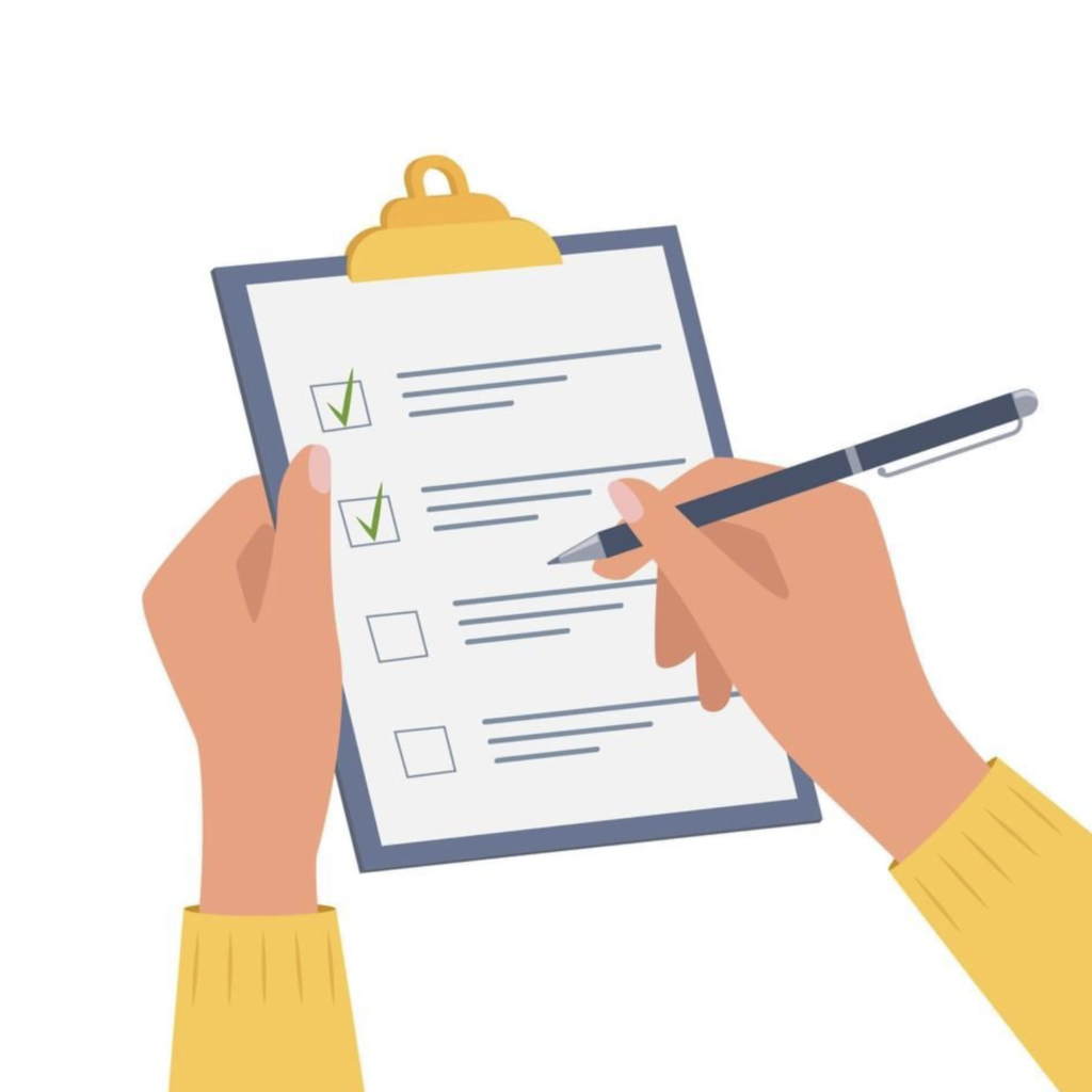 Illustration of a Local SEO Checklist with checkboxes with an exam board at the back, a diary and a phone on both sides